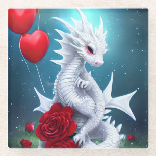 White Valentijn Love Dragon Glazen Onderzetter
