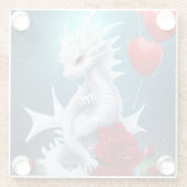 White Valentijn Love Dragon Glazen Onderzetter (Achterkant)