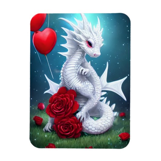White Valentijn Love Dragon Magneet (Verticaal)
