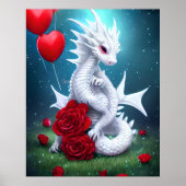 White Valentijn Love Dragon Poster (Voorkant)