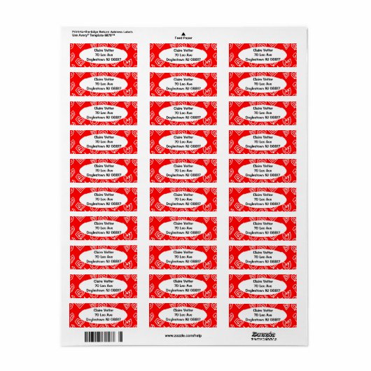 White Valentijnse' Mazes Etiket (Full Sheet)