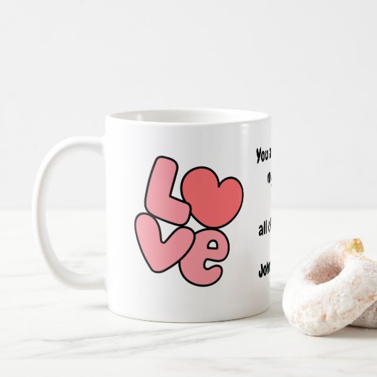 White Valentine's Day Love Koffiemok (Met donut)