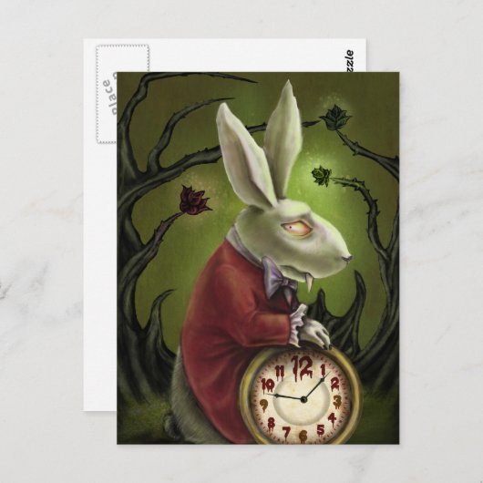 White Vampire Rabbit Briefkaart (Voorkant / Achterkant)