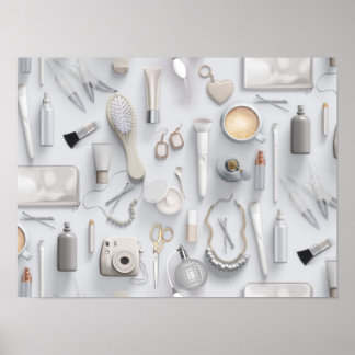 White Vanity Table Poster