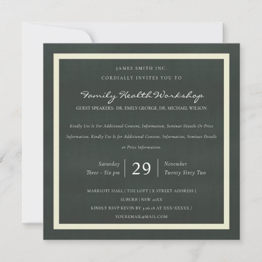 WHITE VELVET BLACK DAMASK CLASSIC WORKSHOP EVENT KAART (Voorkant)