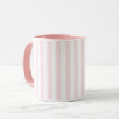 White Vertical Striped Mug with Light Pink Lines  Mok (Voorkant links)