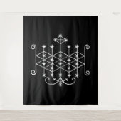 White Veve van Ogoun op zwart Wandkleed (Voorkant)