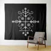 White Veve van Papa Legba op zwart Wandkleed (In Situ (horizontaal))
