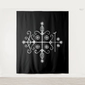 White Veve van Papa Legba op zwart Wandkleed (Voorkant)