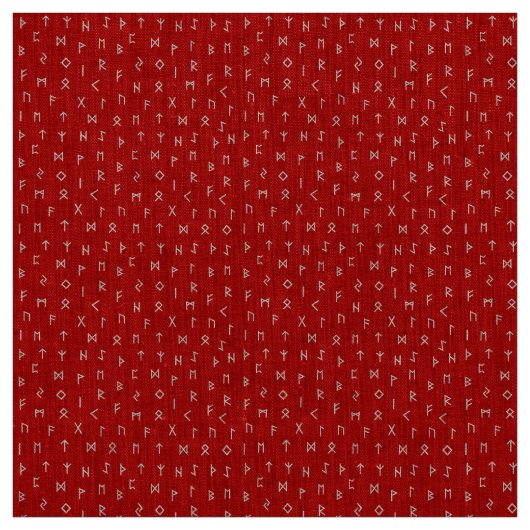 White Viking voert Pattern uit op rode achtergrond Stof (Swatch)