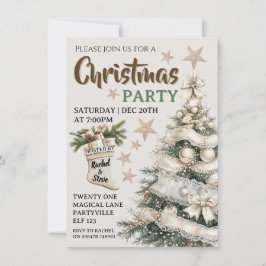 White vintage Christmas party invitation  Kaart