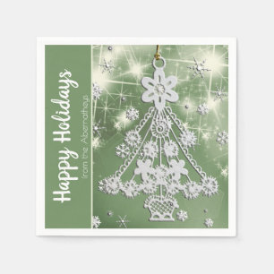 White Vintage-kerstboomversiering Sjabloon Servet