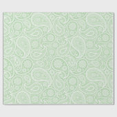 White Vintage Paisley Custom Green Background Cadeaupapier (Vlak)