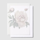 White Vintage  Peony Green Leaves Overlay Vellum Uitnodigingen (Offset)