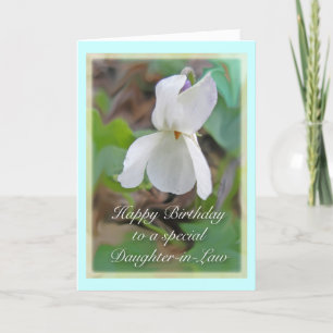 White Violet Daughter-in-Law Birthday Card Kaart