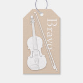 White Violin & Bow Beige Musical Occasion Custom Cadeaulabel (Voorkant)