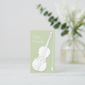 White Violin & Bow Elegant Green String Player Visitekaartje (Staand voorkant)