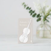 White Violin & Bow Enkelvoudig Elegant String Play Visitekaartje (Staand voorkant)