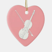 White Violin & Bow Mauve Pink Custom Heart Keramisch Ornament (Rechts)