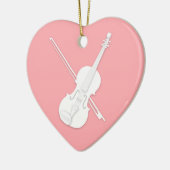 White Violin & Bow Mauve Pink Custom Heart Keramisch Ornament (Links)