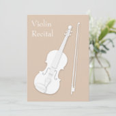 White Violin & Bow Music Overweging Concert Beige Kaart (Staand voorkant)