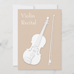 White Violin & Bow Music Overweging Concert Beige Kaart