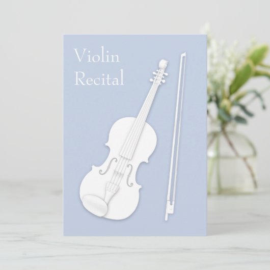 White Violin & Bow Music Overweging concert Bleek  Kaart (Staand voorkant)