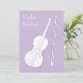 White Violin & Bow Music Overweging Concert Lavend Kaart (Staand voorkant)