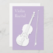 White Violin & Bow Music Overweging Concert Lavend Kaart (Voorkant / Achterkant)