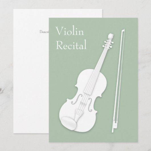 White Violin & Bow Music Overweging Concert Pea Gr Kaart (Voorkant / Achterkant)