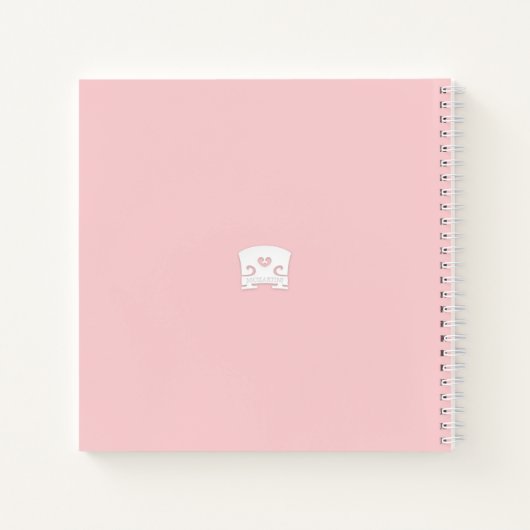 White Violin & Bow Music Roos Roze Aangepast vierk Notitieboek (Achterkant)
