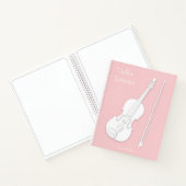 White Violin & Bow Music Student Roos Roze Aangepa Notitieboek (Binnen)