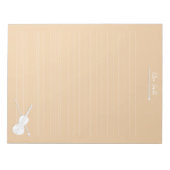 White Violin & Bow Personalized Music Class Beige Notitieblok (Voorkant)