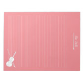 White Violin & Bow Personalized Music Class Roos Notitieblok (Voorkant)