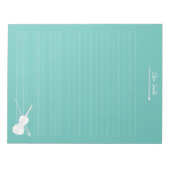 White Violin & Bow Persoonlijke muziekklasse Aqua Notitieblok (Voorkant)