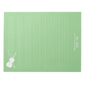 White Violin & Bow Persoonlijke muziekklasse Groen Notitieblok (Voorkant)