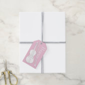 White Violin & Bow Pink Musical Occasion Custom Cadeaulabel (Met Touw)