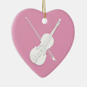 White Violin & Bow Roze Aangepast hart Keramisch Ornament (Rechts)