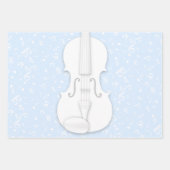 White Violin & Music Symbols Peach roze blauw Inpakpapier Vel (Voorkant 3)