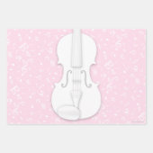 White Violin & Music Symbols Peach roze blauw Inpakpapier Vel (Voorkant 2)