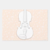 White Violin & Music Symbols Peach roze blauw Inpakpapier Vel (Voorkant)