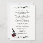 White Violin Music Wedding Invitation 5" x 7" Kaart (Voorkant)