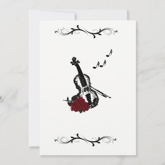 White Violin Music Wedding Invitation 5" x 7" Kaart (Achterkant)