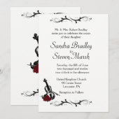 White Violin Music Wedding Invitation 5" x 7" Kaart (Voorkant / Achterkant)