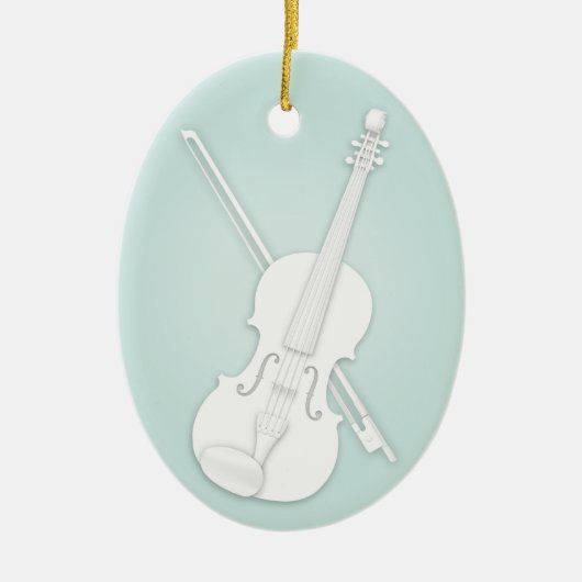 White Violin of Viola met Bow Aqua Custom Music Keramisch Ornament (Voorkant)