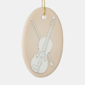 White Violin of Viola met Bow Beige Custom Music Keramisch Ornament (Rechts)