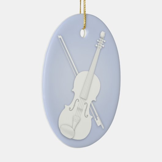 White Violin of Viola met Bow Blue Custom Music Keramisch Ornament (Rechts)