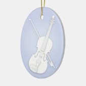 White Violin of Viola met Bow Blue Custom Music Keramisch Ornament (Links)