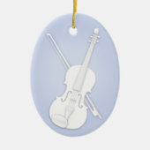 White Violin of Viola met Bow Blue Custom Music Keramisch Ornament (Voorkant)