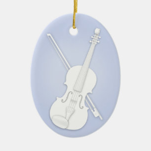 White Violin of Viola met Bow Blue Custom Music Keramisch Ornament